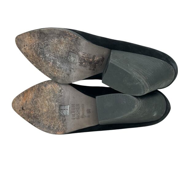 Eileen Fisher Hawk Suede Pump Heel SZ 8.5 Women’s Black Chic Comfort Soft Office - Picture 8 of 9